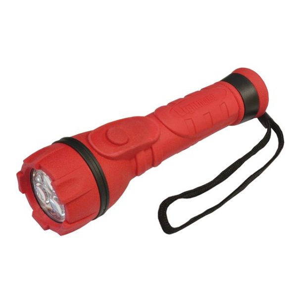 Zaklamp Lighthouse rubber rood 3LED 2AA-0